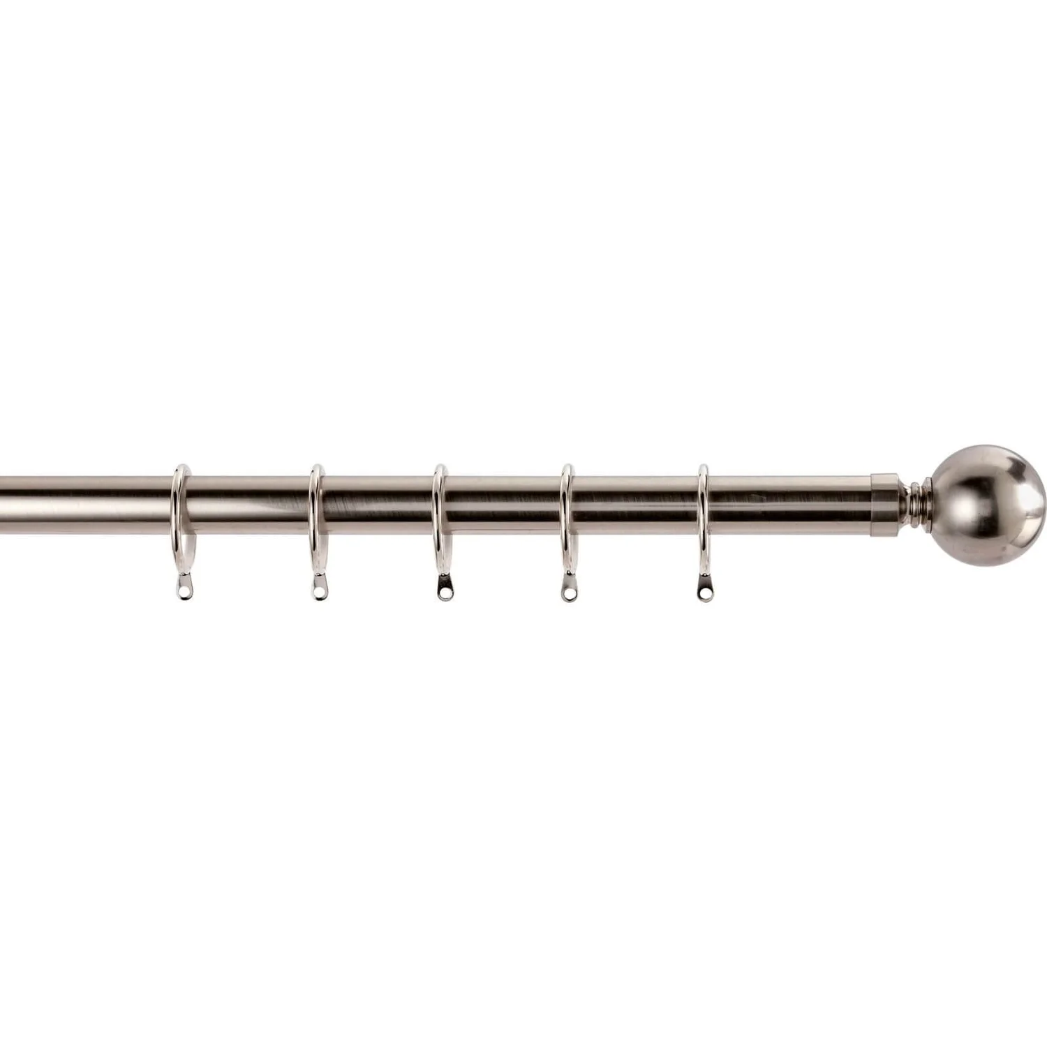 Satin Steel Fixed Curtain Pole & Ball Finial - 1.8m 3 Satin Steel Fixed Curtain Pole & Ball Finial - 1.8m