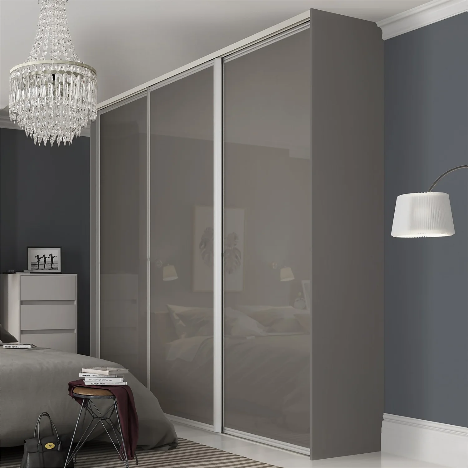 Ellipse Sliding Wardrobe Door 1 Panel Cappuccino Glass With Aluminium Frame (W)762mm 3 Ellipse Sliding Wardrobe Door 1 Panel Cappuccino Glass With Aluminium Frame (W)762mm - Image 2