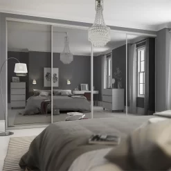 Duo Sliding Wardrobe Door Mirror With Aluminium Frame (W)914mm -Optimal Furniture Store 12807146 7364843069989663