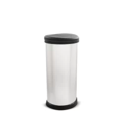 Curver One Touch Deco Bin 40L - Silver