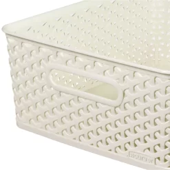 Curver My Style Medium Rectangular Plastic Storage Basket - Vintage White - 13L -Optimal Furniture Store 12809476 1424833219146790