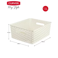 Curver My Style Medium Rectangular Plastic Storage Basket - Vintage White - 13L -Optimal Furniture Store 12809476 1834833218868618