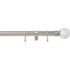 Satin Steel 28mm Fixed Curtain Pole Crackle 2.4m