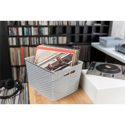 Curver My Style Large Rectangular Plastic Storage Basket - Grey - 18L -Optimal Furniture Store 12814518 6064832988437034