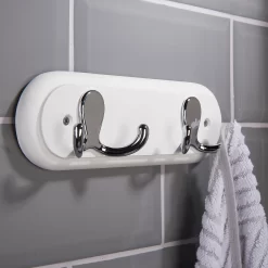 None White Hook Rail - Polished Chrome - 2 Hooks -Optimal Furniture Store 12815090 1434846183241085