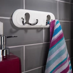 None White Hook Rail - Polished Chrome - 2 Hooks -Optimal Furniture Store 12815090 1574846183205661