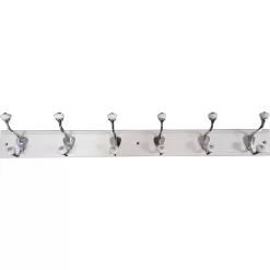 6 Porcelain Tipped Hat And Coat Hooks On White Board