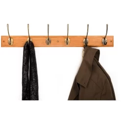 6 Victorian Antiqued Brass Hooks On Oak Stepped Board -Optimal Furniture Store 12821288 8334845727720692