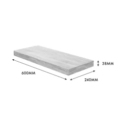 Floating Shelf - Grey Oak - 600 X 240 X 38mm -Optimal Furniture Store 12822025 1544976219240217