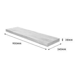 Floating Shelf - Grey Oak - 900 X 235 X 38mm -Optimal Furniture Store 12822048 5934976219240499