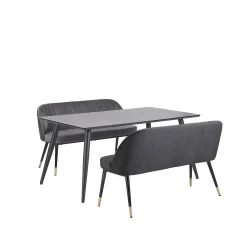 Illona Velvet Dining Bench - Grey -Optimal Furniture Store 12838433 1804843570817919