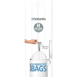 Brabantia Bin Liners - 50L And 60L - 10 Pack - White