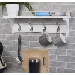 4 Coat Satin Nickel Hooks On White Shelf Combo -Optimal Furniture Store 12839422 1154845860313537