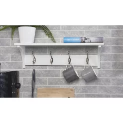 4 Coat Satin Nickel Hooks On White Shelf Combo -Optimal Furniture Store 12839422 1194845860354289