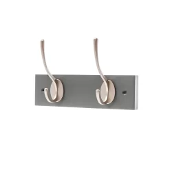 2 Victorian Satin Nickel Hooks On Slate Grey Bloc Board