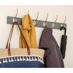 6 Victorian Satin Nickel Hooks On Slate Grey Bloc Board -Optimal Furniture Store 12839545 8804845862070784