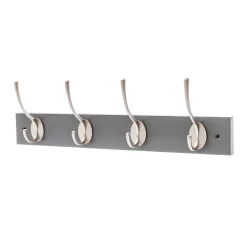 4 Victorian Satin Nickel Hooks On Slate Grey Bloc Board