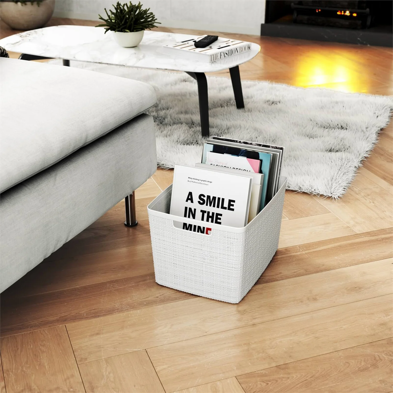 Curver Jute Large Basket - 20L - Off White 6 Curver Jute Large Basket - 20L - Off White - Image 4