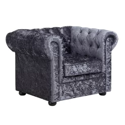 Chesterfield Crushed Velvet Armchair - Petrol Blue