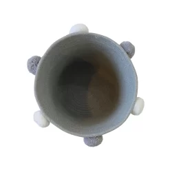 Round Cotton Rope Grey Pom Pom Basket -Optimal Furniture Store 12886597 1874857031618479
