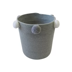 Round Cotton Rope Grey Pom Pom Basket -Optimal Furniture Store 12886597 1994857031577322