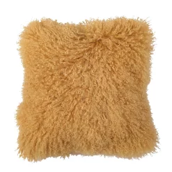 House Beautiful Real Mongolian Wool Cushion - Mustard - 38x38cm