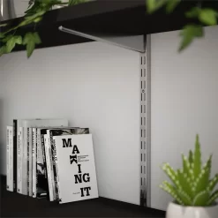 Twin Slot Shelving Kit - 1600mm Krome Twinslot And 120mm Brackets - Chrome Effect -Optimal Furniture Store 12888689 9434843283631975