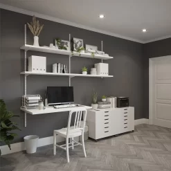 Anti-bacterial Twin Slot Shelving Kit - 1600mm White Twinslot And 216mm Brackets - White -Optimal Furniture Store 12888870 8454843291968594