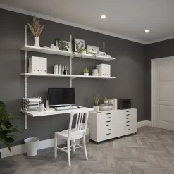 Anti-bacterial Twin Slot Shelving Kit - 1981mm White Twinslot And 320mm Brackets - White -Optimal Furniture Store 12889038 2554849582824321