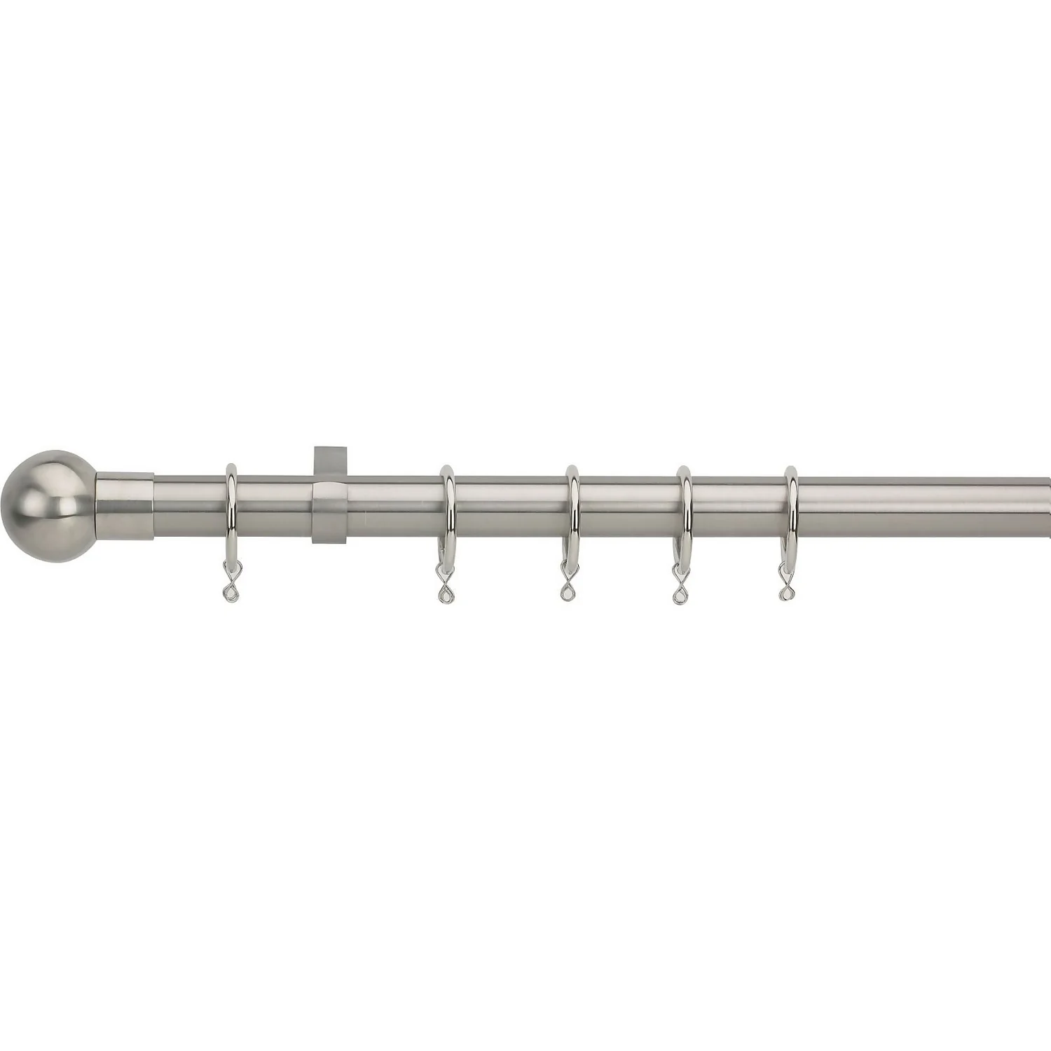 Extendable Ball Finial Curtain Pole - Satin Steel - 1.7-3m (25/28mm) 3 Extendable Ball Finial Curtain Pole - Satin Steel - 1.7-3m (25/28mm)