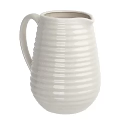 Crackle Effect Ribbed Jug - White -Optimal Furniture Store 13036255 2824894568141925