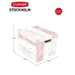 Curver Stockholm Mixed Marble Deco Storage Box - Pink & White 22L 11 Curver Stockholm Mixed Marble Deco Storage Box - Pink & White 22L -Optimal Furniture Store 13148481 2094896660314901
