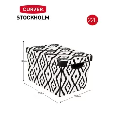 Curver Stockholm Aztec Deco Storage Box - Black & White 22L 11 Curver Stockholm Aztec Deco Storage Box - Black & White 22L -Optimal Furniture Store 13148482 1594896660096351
