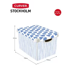 Curver Stockholm Coastal Deco Storage Box - Blue & White - 22L 13 Curver Stockholm Coastal Deco Storage Box - Blue & White - 22L -Optimal Furniture Store 13169627 2014898511737109