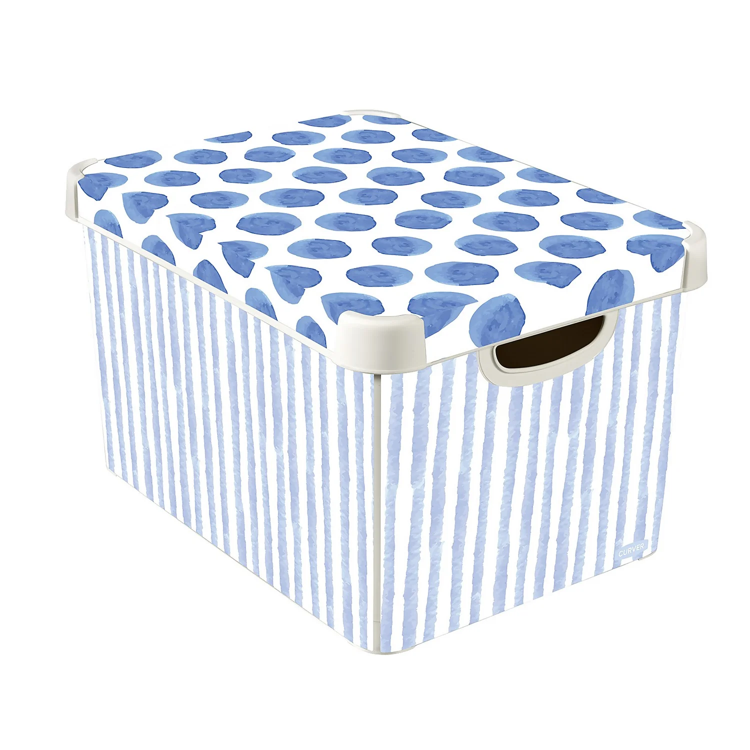 Curver Stockholm Coastal Deco Storage Box - Blue & White - 22L 3 Curver Stockholm Coastal Deco Storage Box - Blue & White - 22L