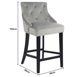 Annabelle Velvet Bar Stool - Grey -Optimal Furniture Store 13223761 2104927306648863