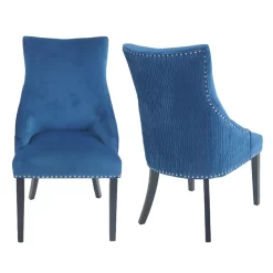 Annabelle Pleated Back Velvet Dining Chairs - Set Of 2 - Navy
