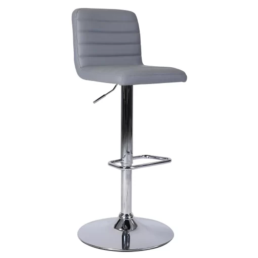 Chet Height Adjustable Faux Leather Bar Stool - Grey -Optimal Furniture Store 13223770 1564927306458165