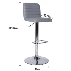 Chet Height Adjustable Faux Leather Bar Stool - Grey -Optimal Furniture Store 13223770 2014927306672266