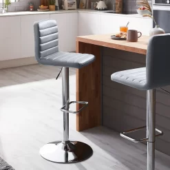 Chet Height Adjustable Faux Leather Bar Stool - Grey -Optimal Furniture Store 13223770 8874927522284870