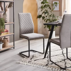 Skelby Cantilever Dining Chairs - Set Of 2 - Silver Grey -Optimal Furniture Store 13244352 2594947968187126