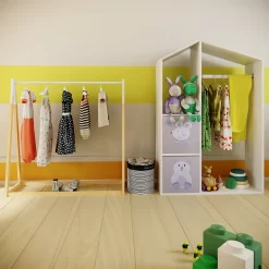 Kids A-Frame Clothes Rail - Natural & White -Optimal Furniture Store 13277679 1074929069107268