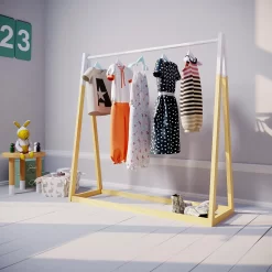 Kids A-Frame Clothes Rail - Natural & White -Optimal Furniture Store 13277679 2064929069078699