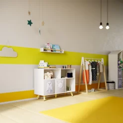 Kids Storage Rail Bookshelf - White & Natural 9 Kids Storage Rail Bookshelf - White & Natural -Optimal Furniture Store 13277681 8734928016632247