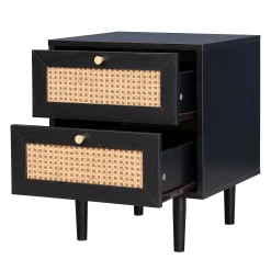 Kubu Rattan 2 Drawer Side Table - Black -Optimal Furniture Store 13633731 7614974471705873