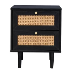 Kubu Rattan 2 Drawer Side Table - Black -Optimal Furniture Store 13633731 7764974471735024