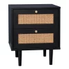 Kubu Rattan 2 Drawer Side Table - Black -Optimal Furniture Store 13633731 8405036420176179
