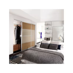 Ellipse Sliding Wardrobe Door 4 Panel Windsor Oak Panel And Cream Glass With Aluminium Frame (W)762mm -Optimal Furniture Store 13660794 2204935066777021