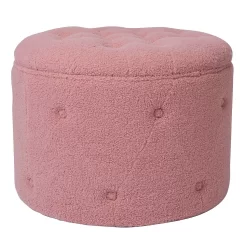 Betty Boucle Button Ottoman - Rose