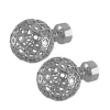 Rothley Baroque 25mm Pattern Orb Curtain Pole Finials (Pair) - Polished Silver -Optimal Furniture Store 13712256 1024976258092530